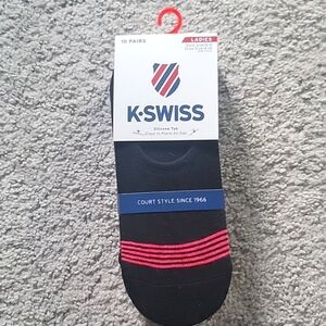 K-Swiss Socks 10 Pair NWT Ladies Ankle Socks No Slip Shoe Sizes 4-10 No Show